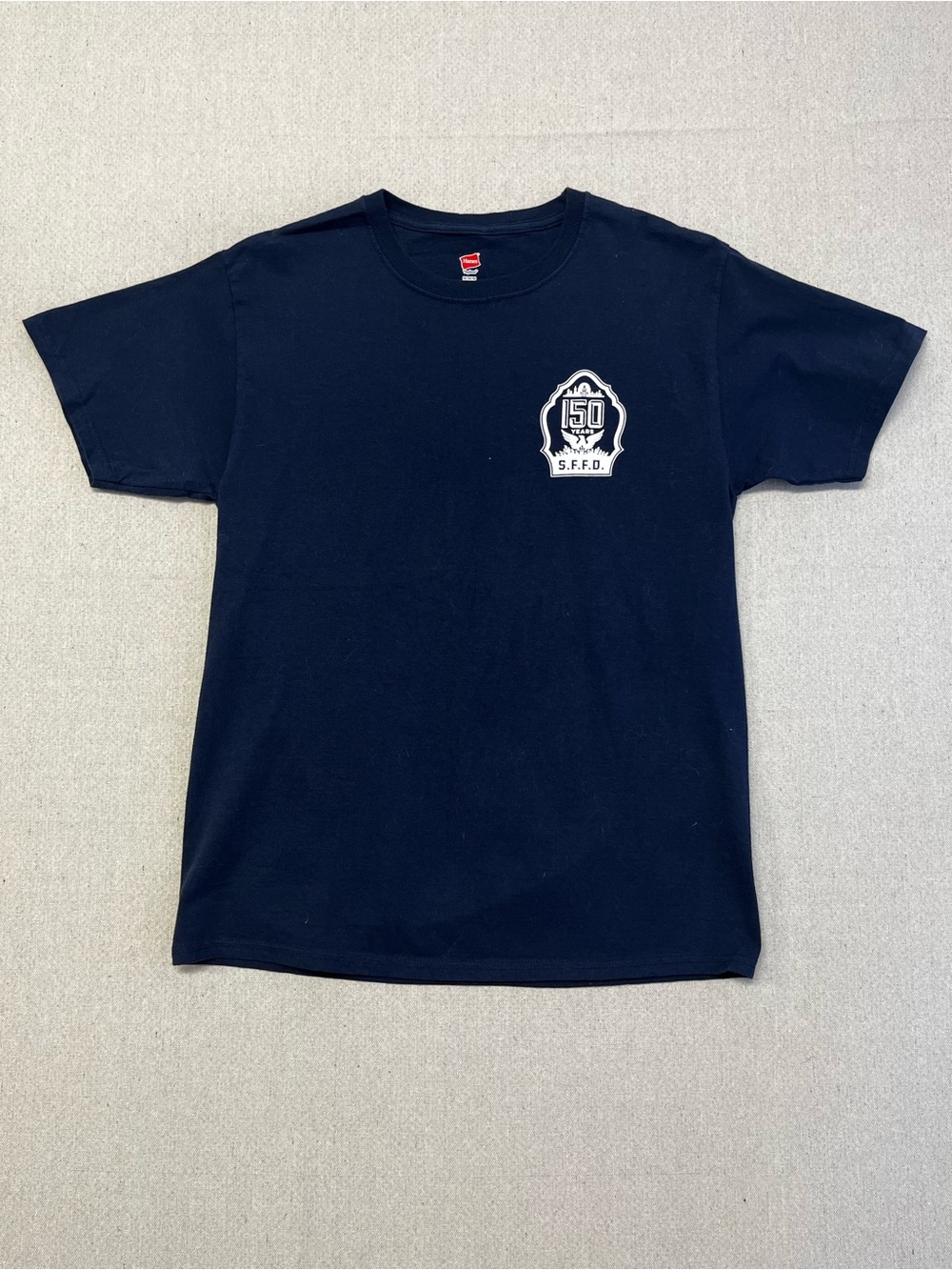 SFFD 150 Years Graphic T Shirt Navy Blue Hanes Tee Size Medium